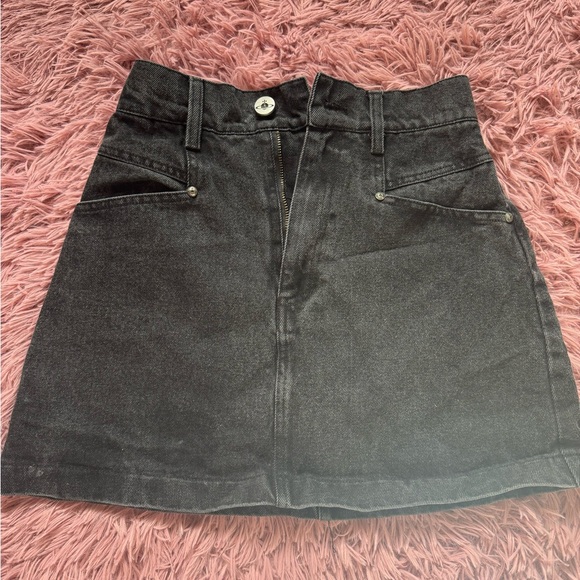 Black Denim Skirt with Yellow Orb Logo - Picture 2 of 6